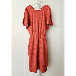 ROSSERY Women's Paris Jersey Stretch Midi Butterfly Sleeve Coral Dress Sz US 4-6